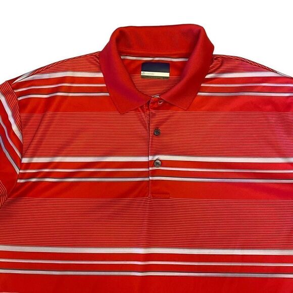 Jack Nicklaus Red, White, and Gray Striped StayDri Polo Size XL - Picture 2 of 12
